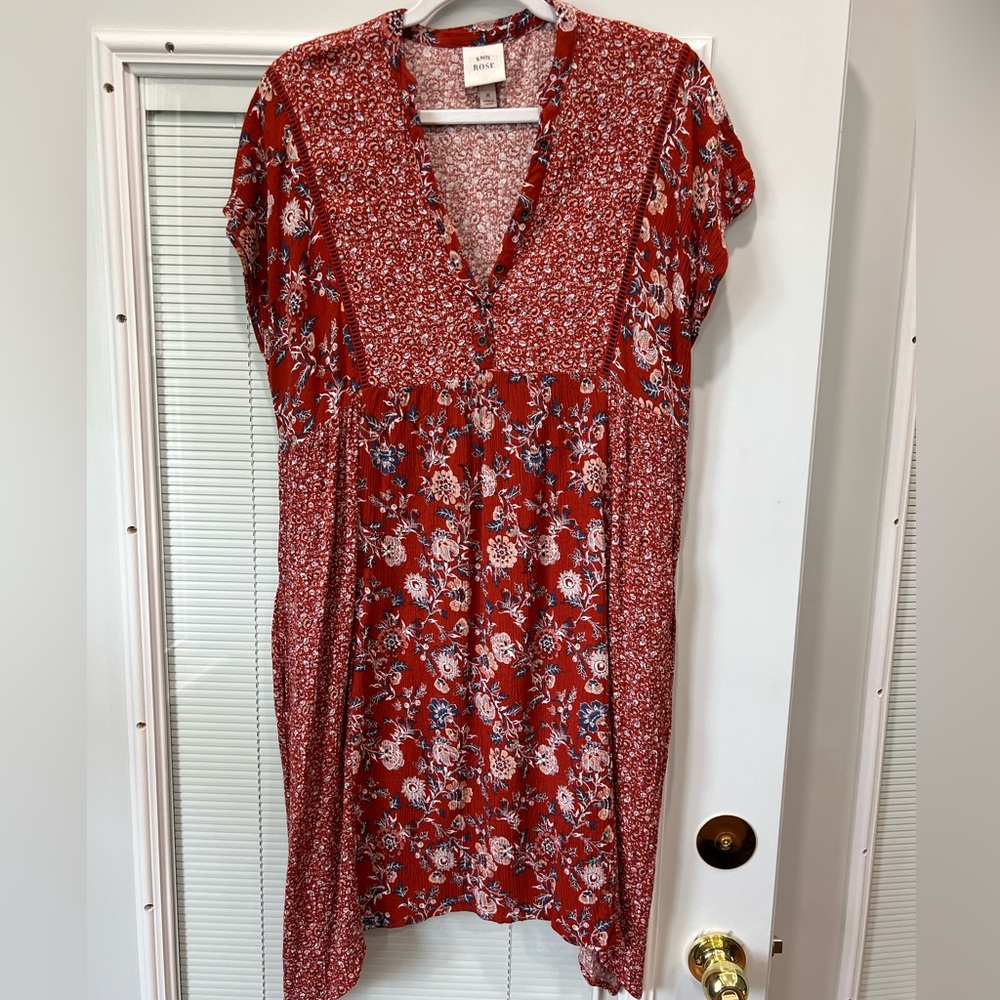 Knox Rose Boho Dress Fall Colors Burgundy Rust Colored
